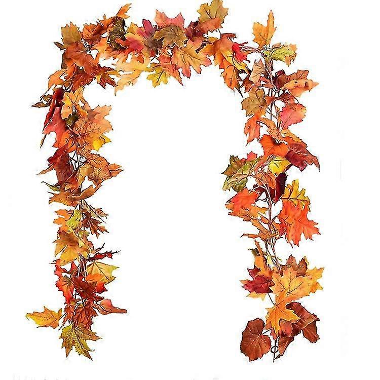 2 Pack Fall Garland Maple Leaf, Hanging Vine Garland Artificial Autumn Foliage Garland