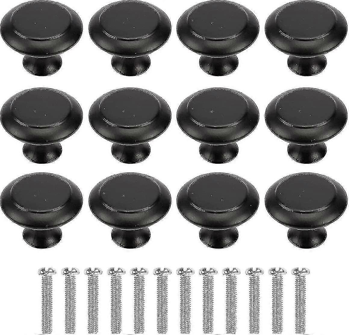 Cabinet Handle,12 Pcs Round Mushroom Drawer Knob,black Drawer Knob Stainless Steel - chuan