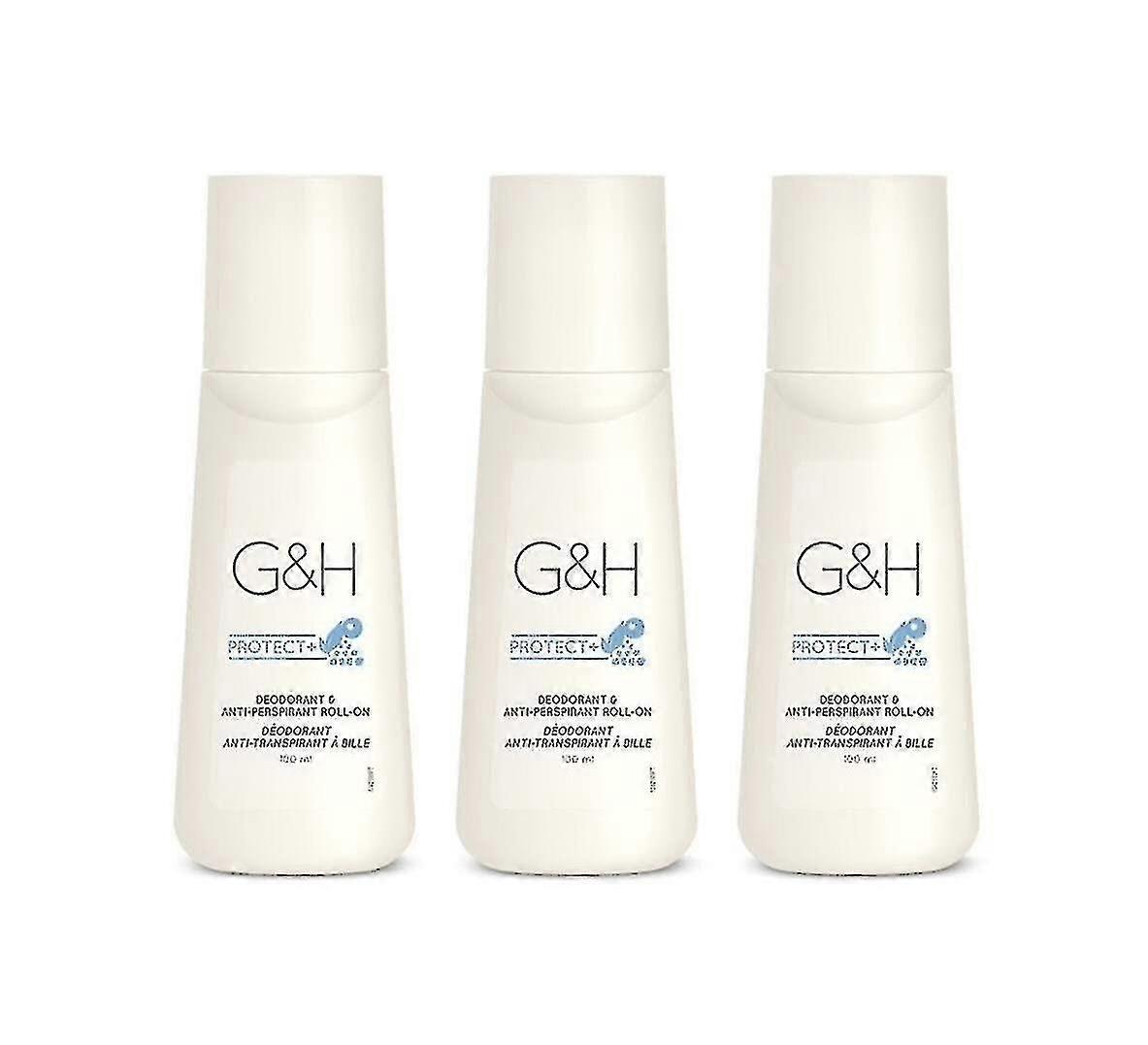 X 3 Flasche Gh Protect+ Deodorant Anti-Transpirant Roll-on Größe 100 ml.