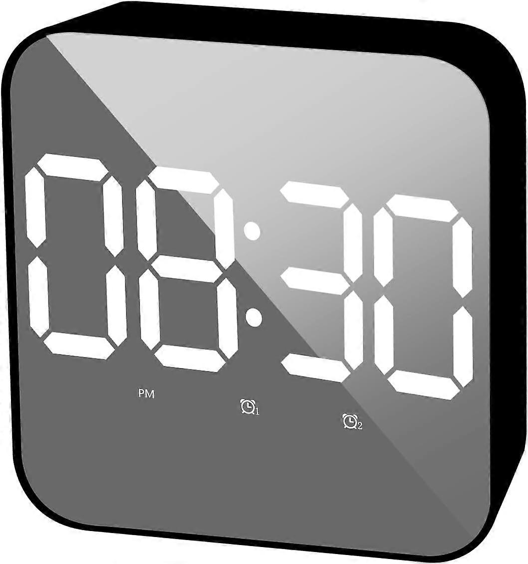 Features large LED temperature display, tick-free USB/battery powered clock, snooze function, 3-level adjustable brightness, voice control