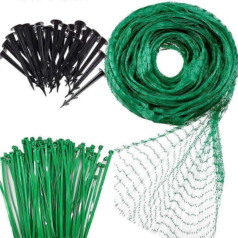 4M X 10M Bird Netting, Garden Anti Bird Netting Against Rodents Birds Mesh With 100Pcs Nylon Cable Ties And 40Pcs Garden Securing Stakes