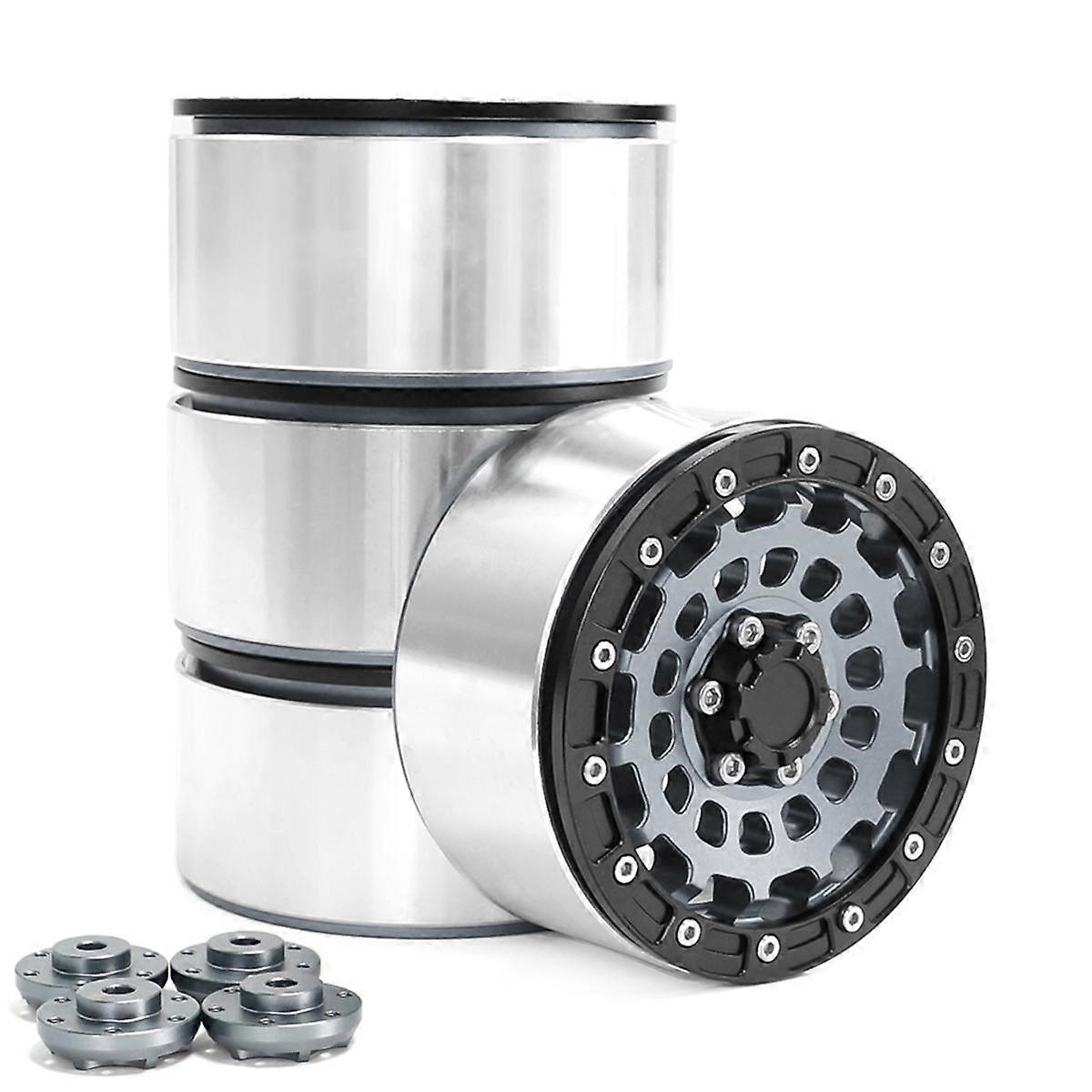 4PCS Aluminum Alloy 2.6Inch Beadlock Wheel Hub Rim with 17mm 12mm Combiner RC Crawler Car Upgrade Parts Titanium Color