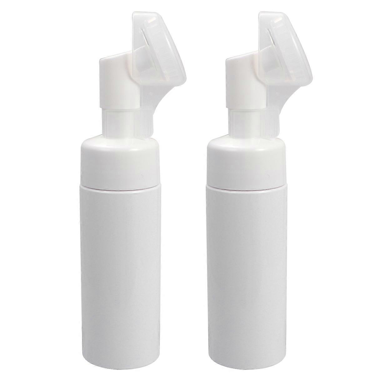 2PCS Brush Head Empty Bottle Portable Facial Cleanser Sub Bottle Foaming Cosmetics Bottles Multi-purpose Cosmetics Bottle for Travel Home (150ml White