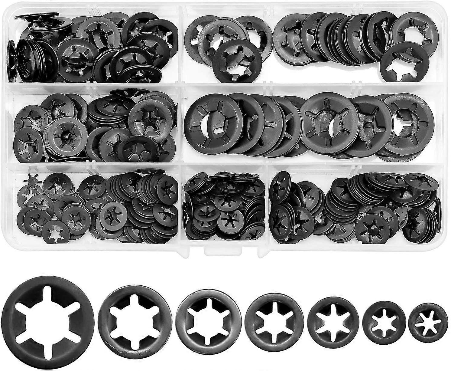 340 Pcs Lock Washers Kit - Assorted Sizes - Secure Fasteners for Bearings - High-Quality