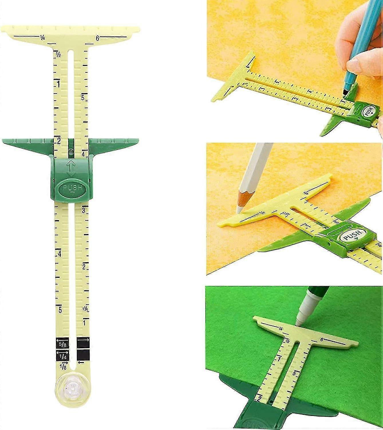 T-shape Sliding Ruler T Gauge Sliding Ruler Patchwork Measuring Gauge 5-in-1 Fabric Ruler Multifunction Used For Fabric Quilting Ruler For Knitting,cr