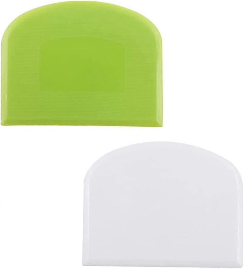 Dough Scraper, Plastic Pastry Pizza Cutter Chopper Multipurpose Kitchen Tool, Green and White