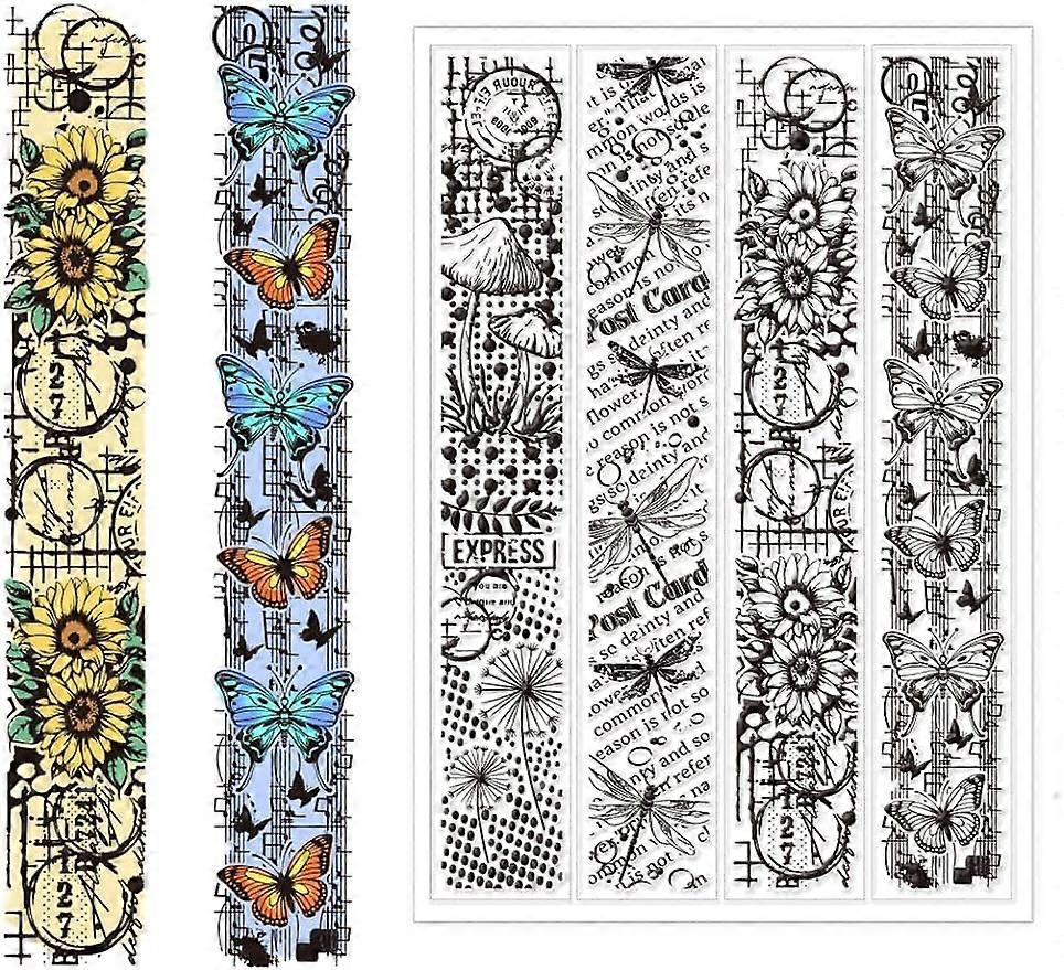 1Sheet Vintage Bookmarks Clear Silicone Stamps
