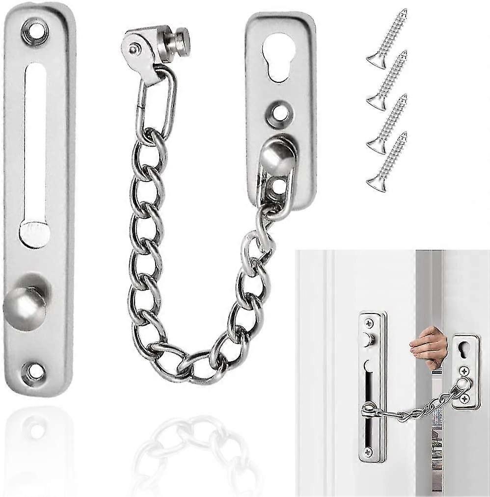 Security Chain, Sliding Door Chain Security Lock, Home Hotel Reliable Protection Of Silver Chain Sliding Rail