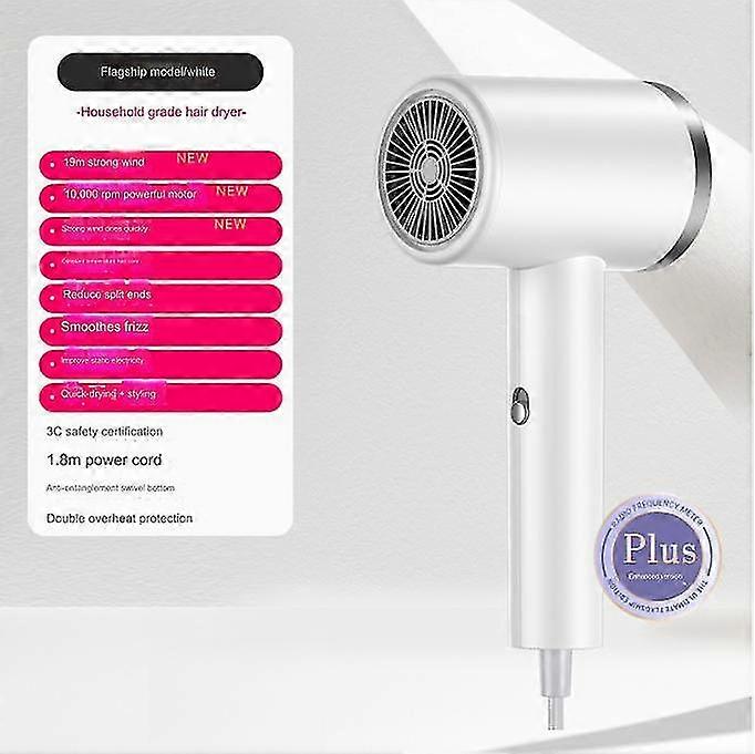 High-speed hair dryer dormitory, home neutral - 110,000 high-speed motor - negative ion - wind temperature digital display - three-color light - 3 gea