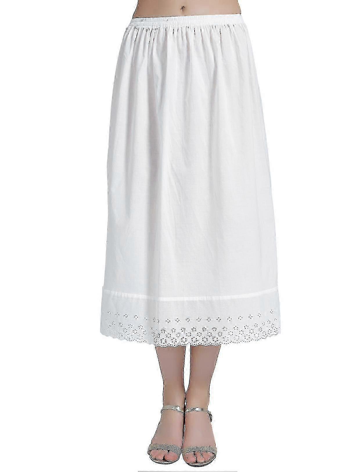 100% algodão feminino meia saia deslizante saia vintage extensor com bordado de renda hj