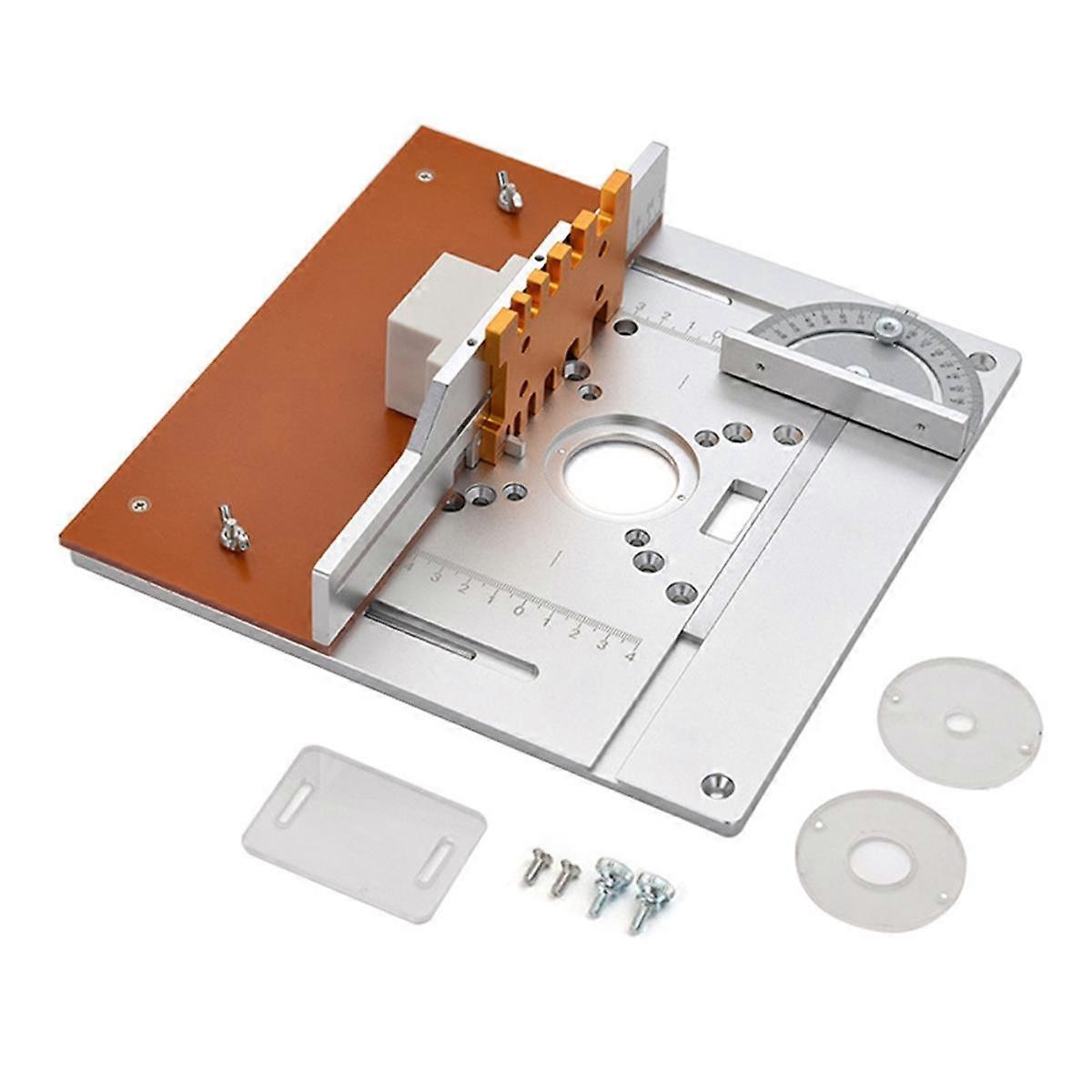 Aluminium Router Table Insert Plate Electric Wood Milling Flip Board with Miter Gauge Guide Set Tab