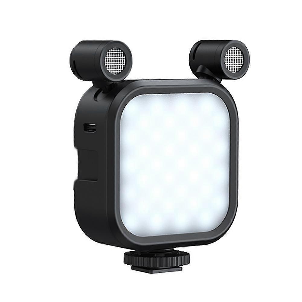 Multifunctional LED Fill Light Pocket Photography Light with Dual-Microphones Large Battery Capacity 2500K-9000K Dimmable 2m Transmission Range Type-C