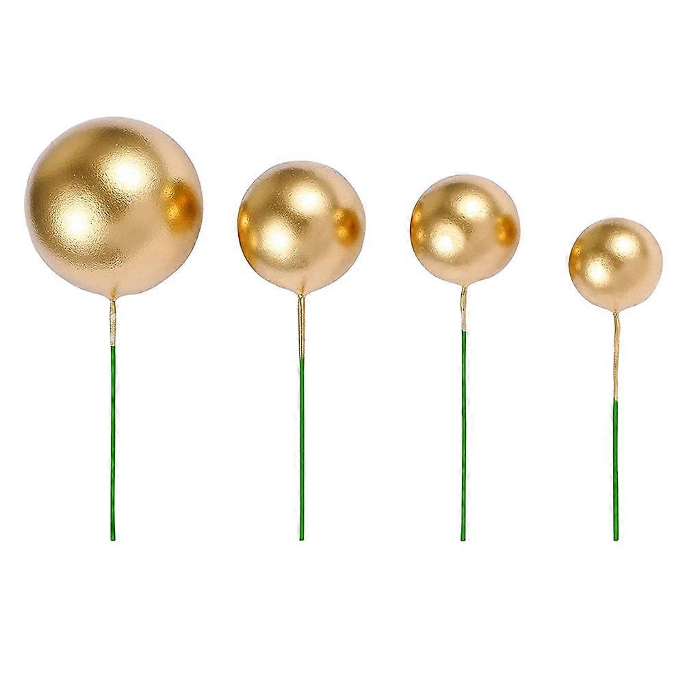 40 PCS Cake Toppers Mini Gold Ball Cupcake Toppers Cake Decorations for Birthday Wedding Party Cake
