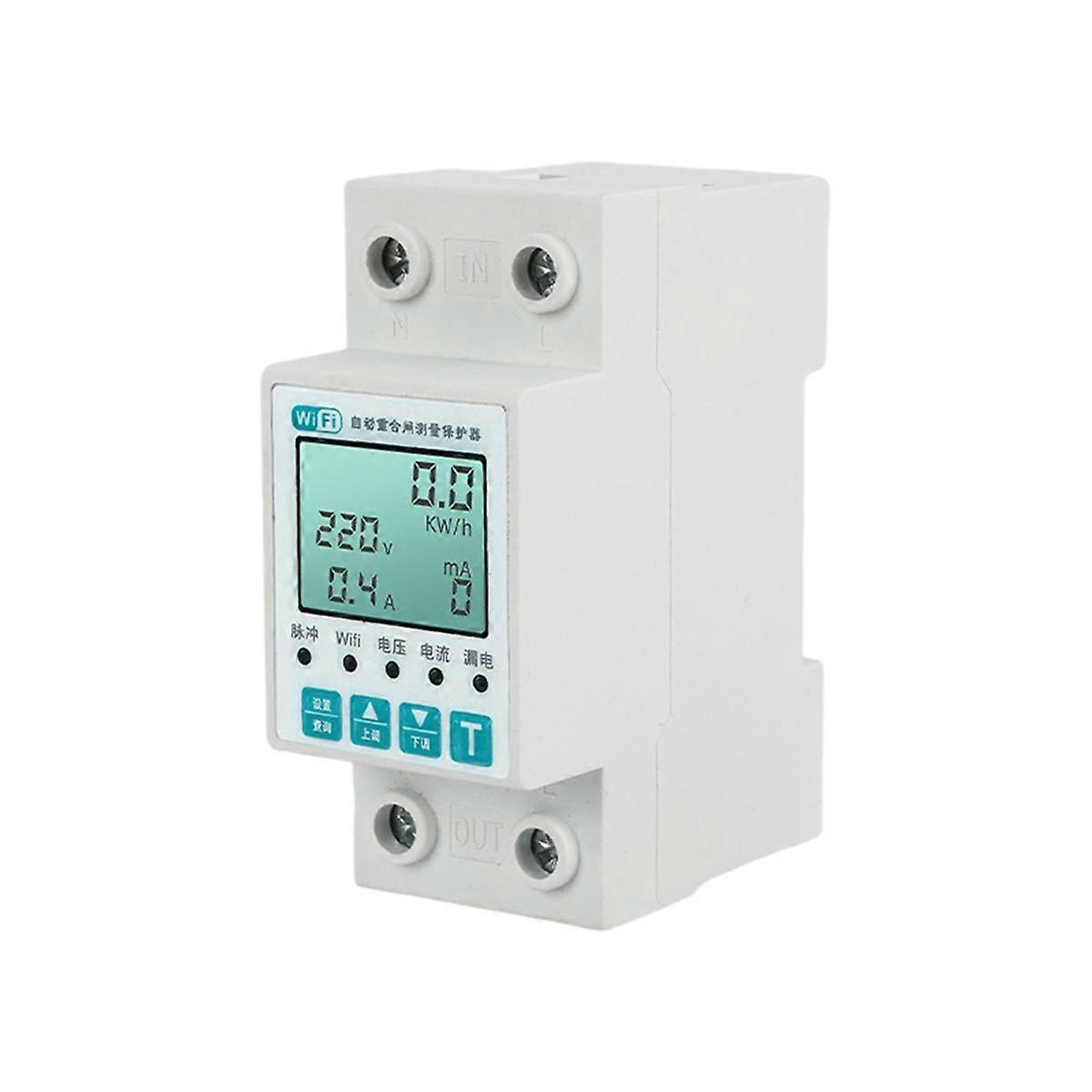 Tuya WiFi Electricity Meter 11-In-1 LCD Energy Meter Auto-Reclosing over Under Voltage Current Prot