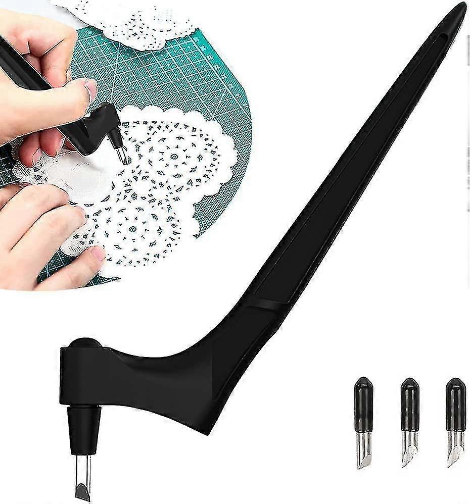 Strumento da taglio artigianale con 3 lame Art Utility Penna rotante a 360 gradi Teste di ricambio in acciaio al carbonio (nero)