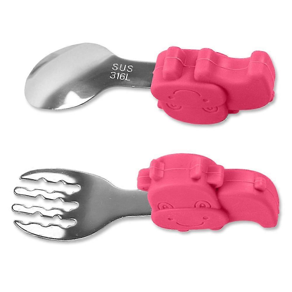 Silicone Handle Toddler Cutlery Spoon & Fork Set - Bpa-free Children's Cutlery,red