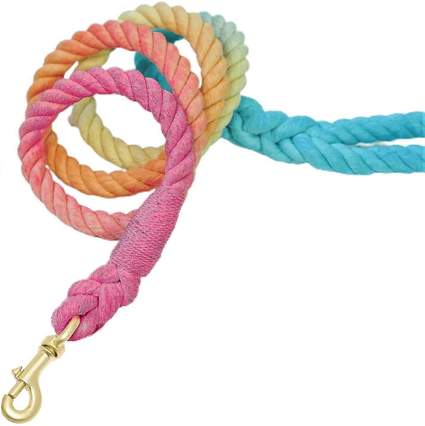 Dog Leash Rope Cute Pet Leash Rainbow 52" Long For Walking Running Training Comfort Cotton Rope Leashes