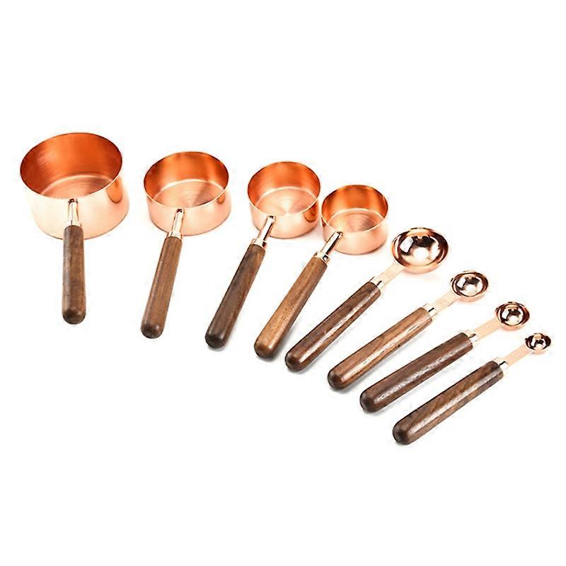 Measuring Spoon Inside Polished Comfortable Walnut wooden handle Kitchen Baking Set for Baking KAESI
