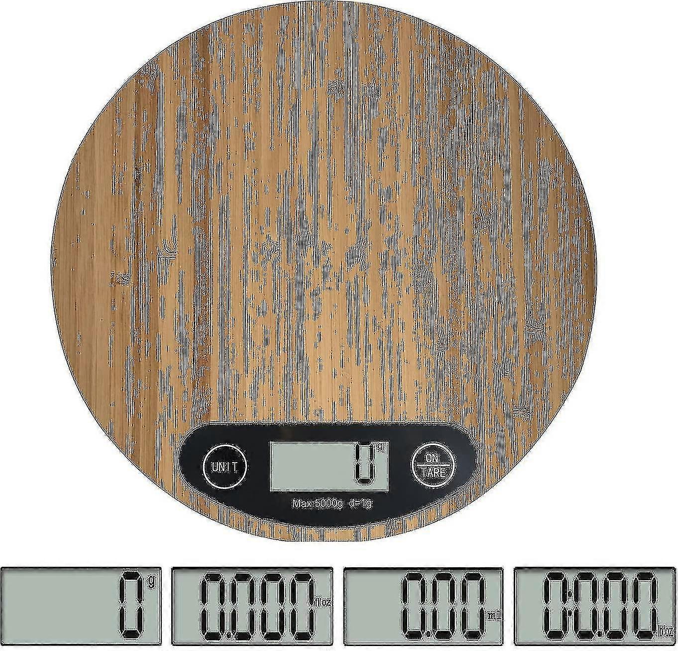 Durable Bamboo Digital Kitchen Scale, Maximum Weight 5 Kg And High Precision, Automatic Stop And Tar