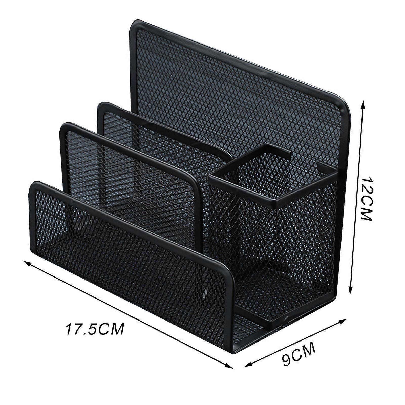 3-Tier Desktop Stacking File Holder Black Metal Mesh Mail Organizer ...