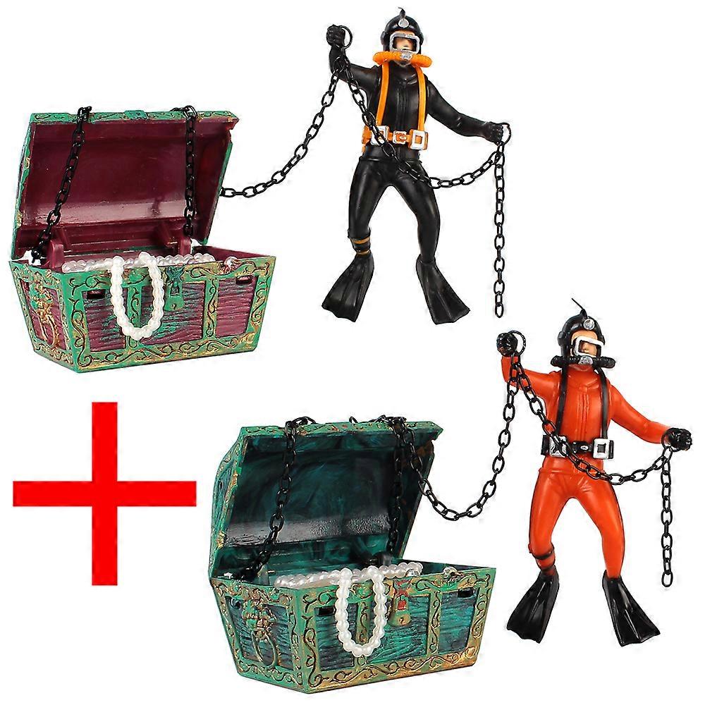 حوض السمك زخرفة الغواص عمل الرقم الكنز هنتر مع الكنز الصدر حوض السمك الديكور الملحقات