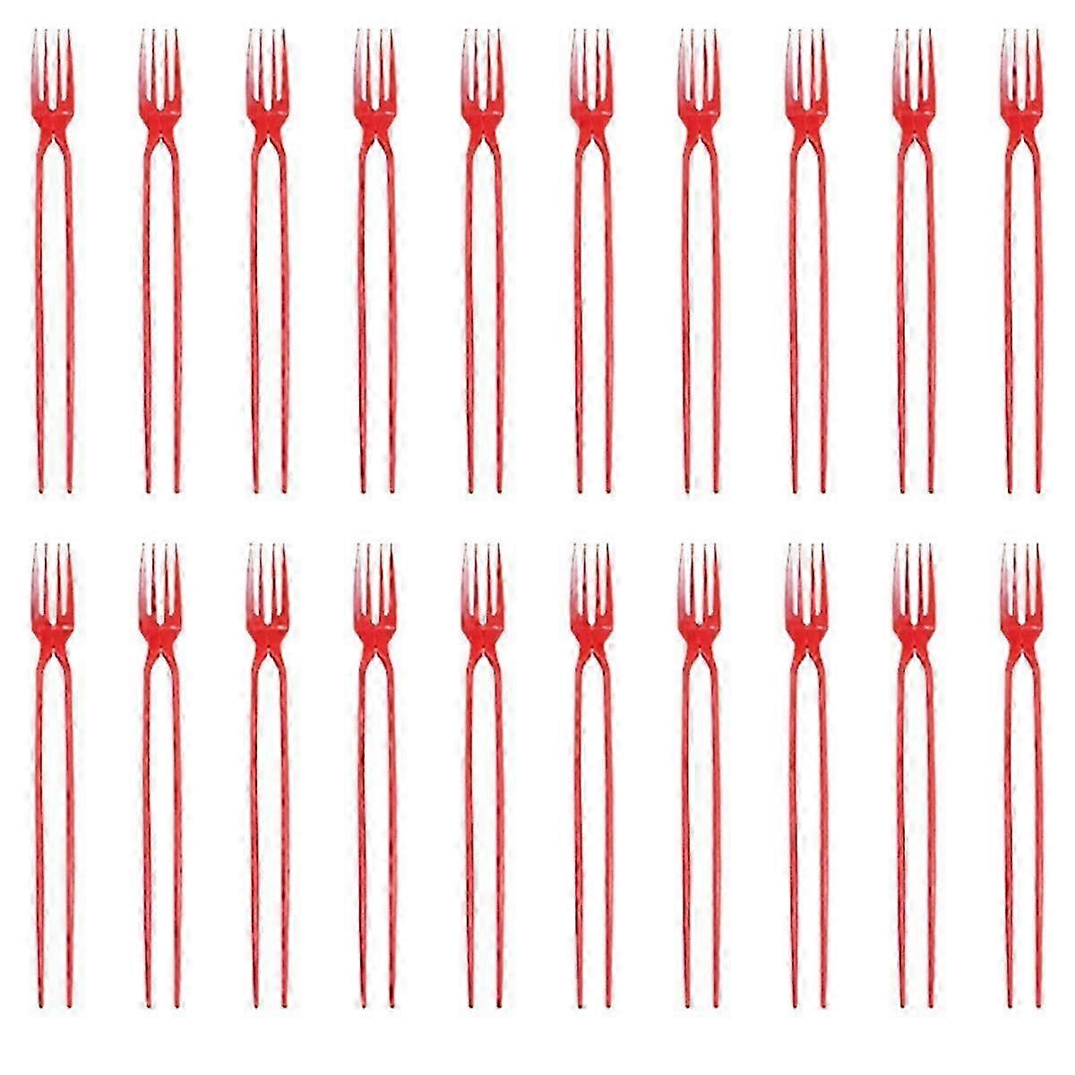 Fork And Chopsticks Combination, Disposable Fork And Chopsticks 2-in-1 Spoon Fork And Chopsticks Tableware Red