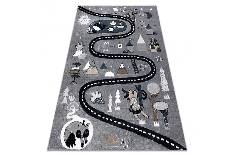 Carpet FUN Route for children, street, animals grey