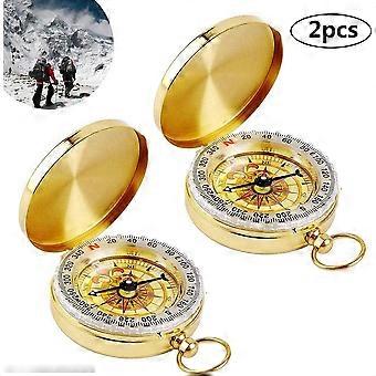 Measuring and Tracing Brass Compass, 2 Pieces Portable Outdoor Waterproof Compass Pocket Watch Compass for Camping, Hiking and Other Outdoor Activitie