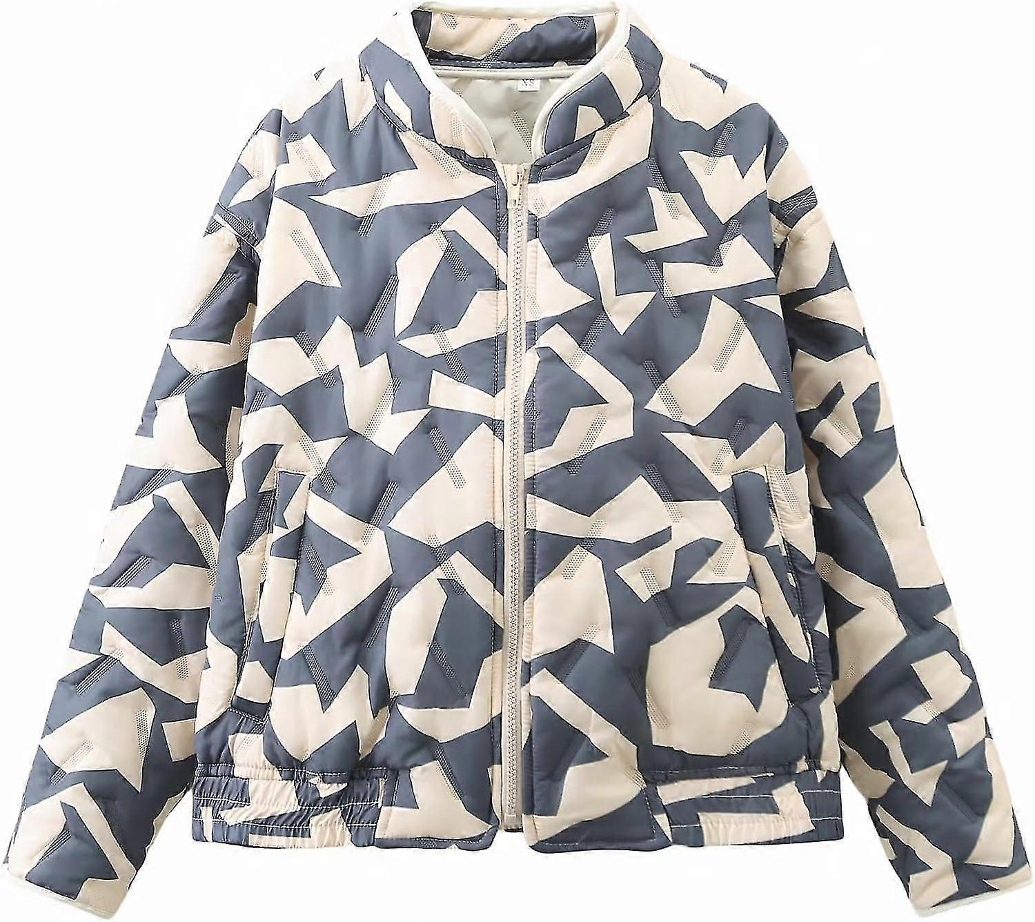 בגדי ריקוד נשים ז'קט נפוח קצוץ קרדיגן פרחוני מודפס קל משקל שרוול ארוך פתוח קדמי קצר מרופד מרופד מעילים מרופדים