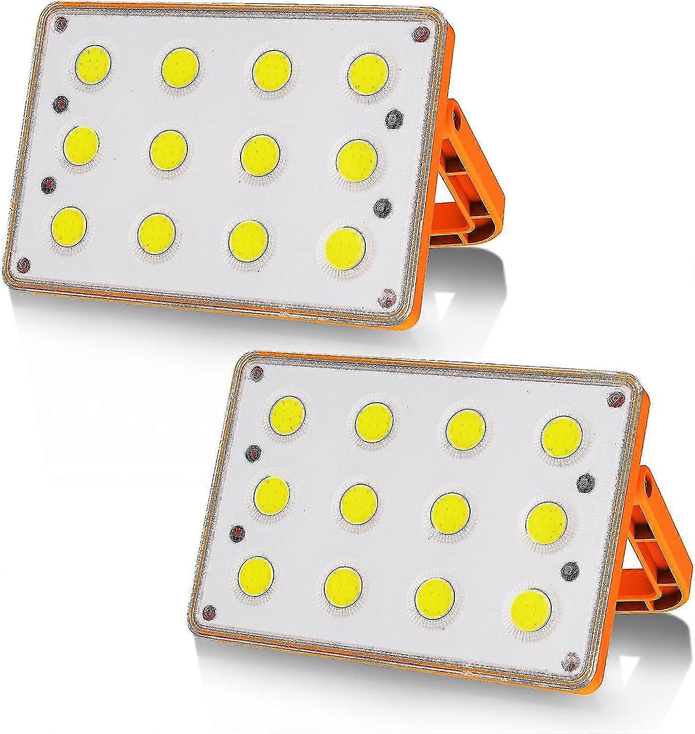 2 Packs 60w Rechargeable Led Floodlight 120 Cob 4 Modes Solar Rechargeable Lamp Construction Site Work Light Waterproof Led Spotlight, Emergency Light