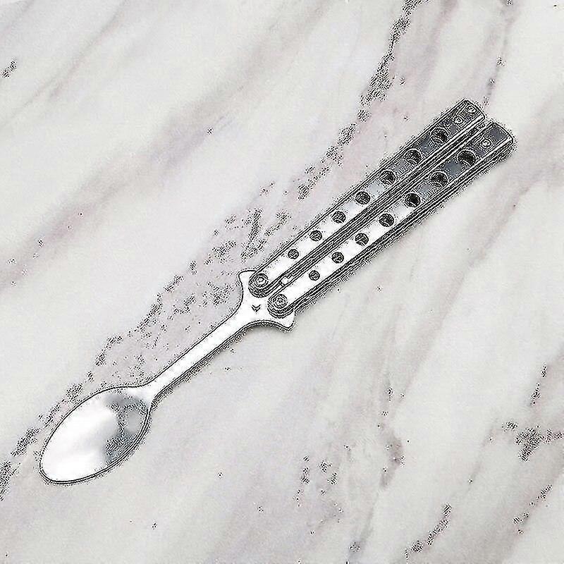 1st Butterfly Portable Spoon Training Folding Practice Bärbart kaffe porslin|sked