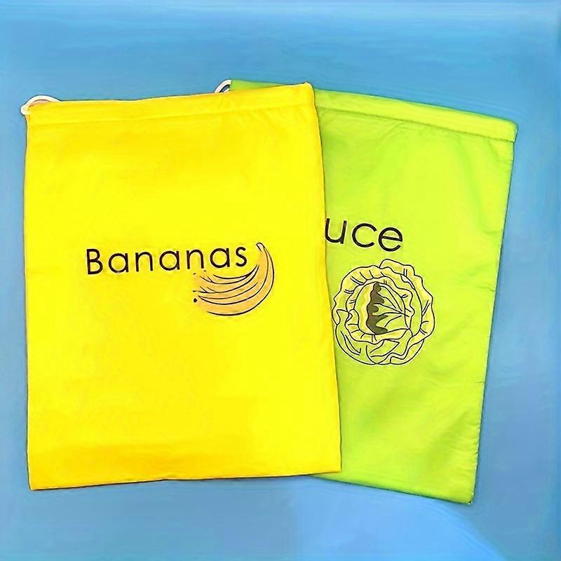 2pcs Reusable Food Storage Bag, Organizer Bag For Preventing Fruit Vegetable From Ripening, Drawstring Breathable Food Storage Bag, Last Up To 2 Weeks