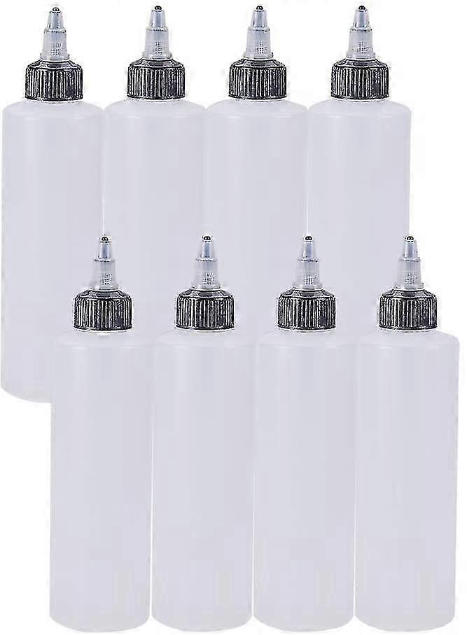 8pack 7.8 Ounce Plastic Squeeze Dispensing Bottles With Black Twist Cap