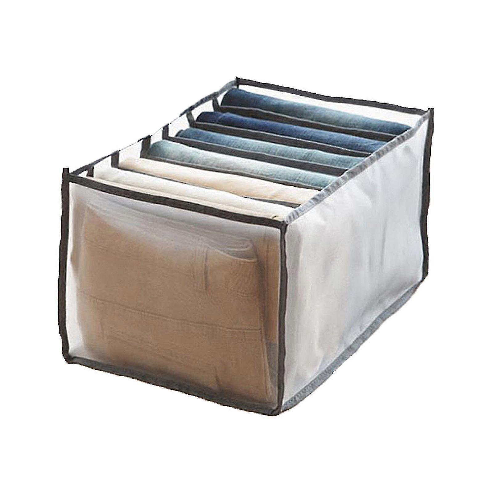 2Pc 7 Grids Washable Wardrobe Clothes Organizer Jeans Leggings Compartment Storage Box