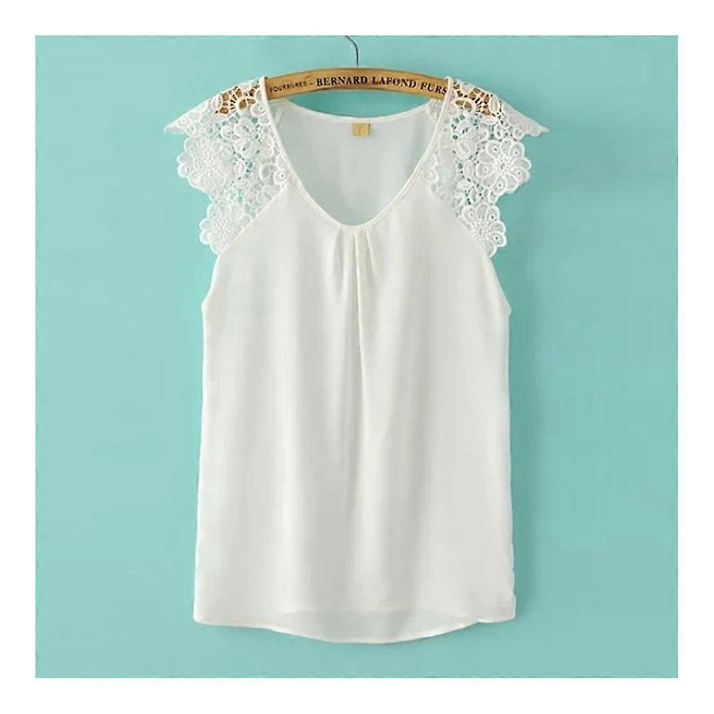 Lace Macrame Sleeve Splicing Chiffon Shirt