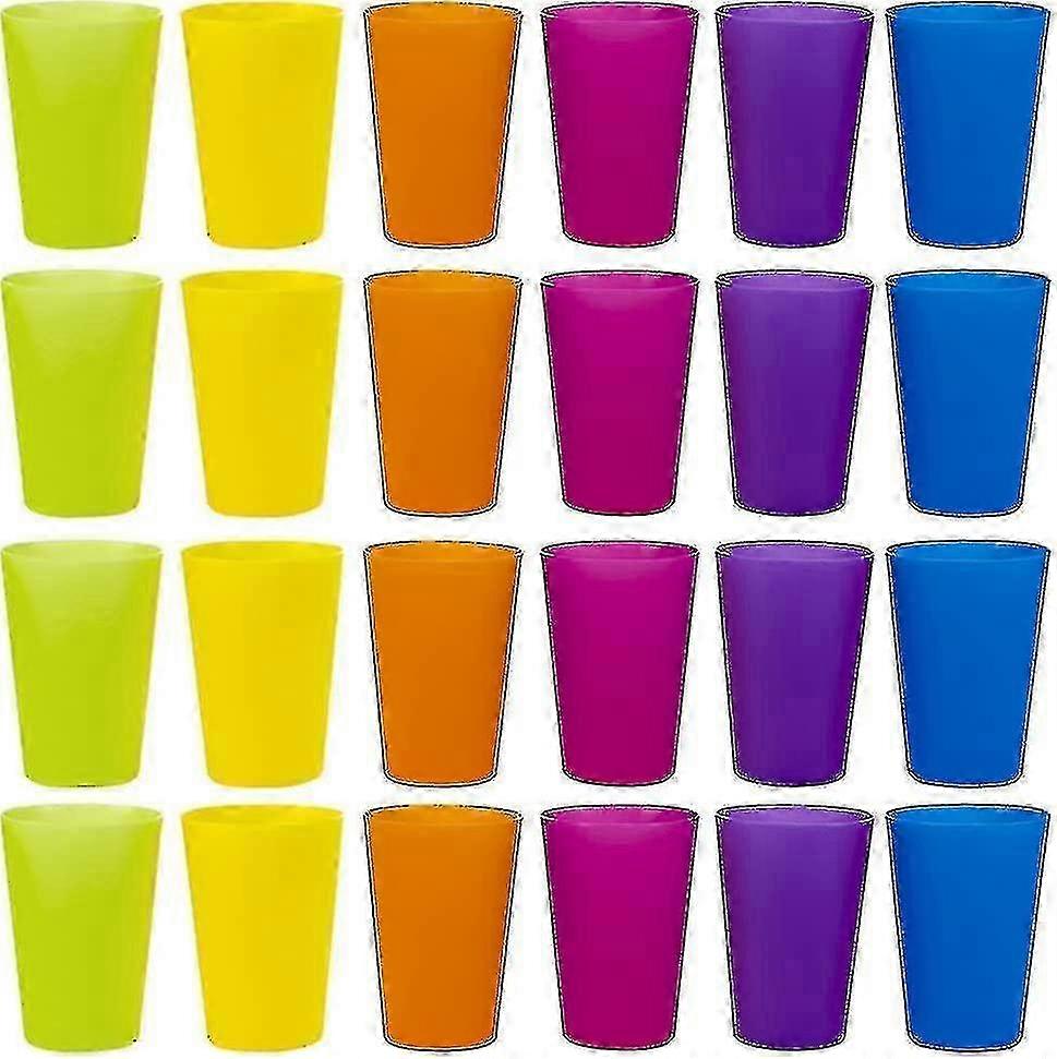 24 Pcs Reusable Plastic Cups 6 Bright Colors Plastic Cups For Kids Camping