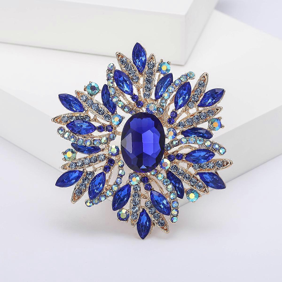 Stor kristallglasbrosch (blå)