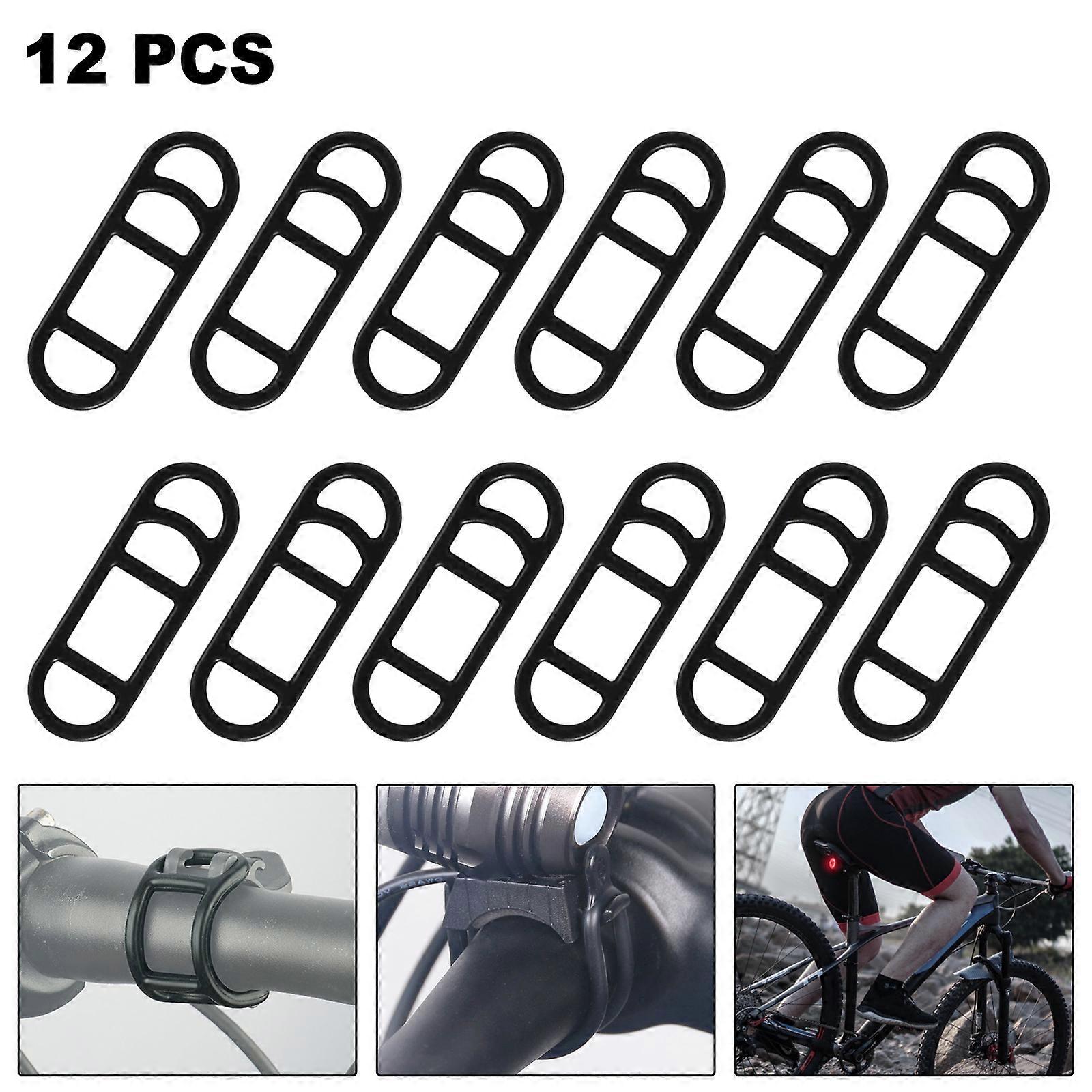 Bicycle Parts 12PCS Bike Light Holde Straps 72.3cm Stretch Rubber Rings Torch Holder With Two Openings Torch Holder Bicycle Accesso