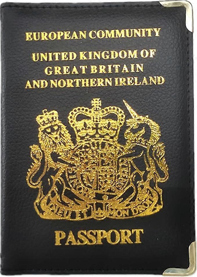 British passport men's and women's wallets (black), travel PU leather passport case