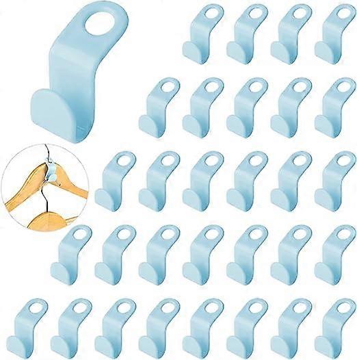 20 hanger connection hooks save space (blue), magic hook wardrobe organization closet space saving cloth hanger connector hooks