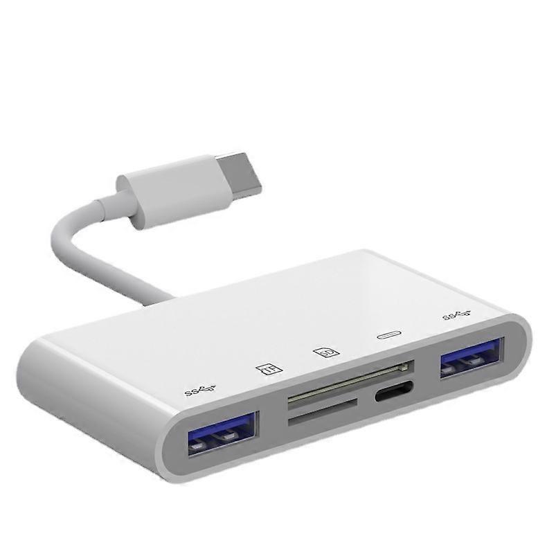 New 5-in-1 TYPE-C card reader multi-function OTG adapter multi-in-one dual USB charging tf camera sd card