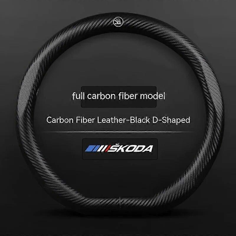 Αντιολισθητική κάλυψη τιμονιού δερμάτων ανθρακονημάτων αυτοκινήτων για τη Skoda Octavia 2 1 Fabia Superb Yeti Kodiaq Karoq Slavia Citigo Rapid
