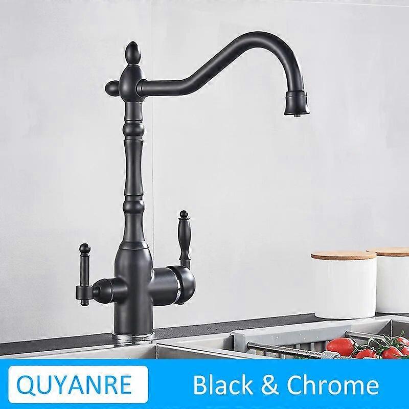 Antique Brass Filtered Kitchen Faucet Purify Faucets Mixer Tap Hot Cold Water 360 Rotation Water Purification Water Crane Tap