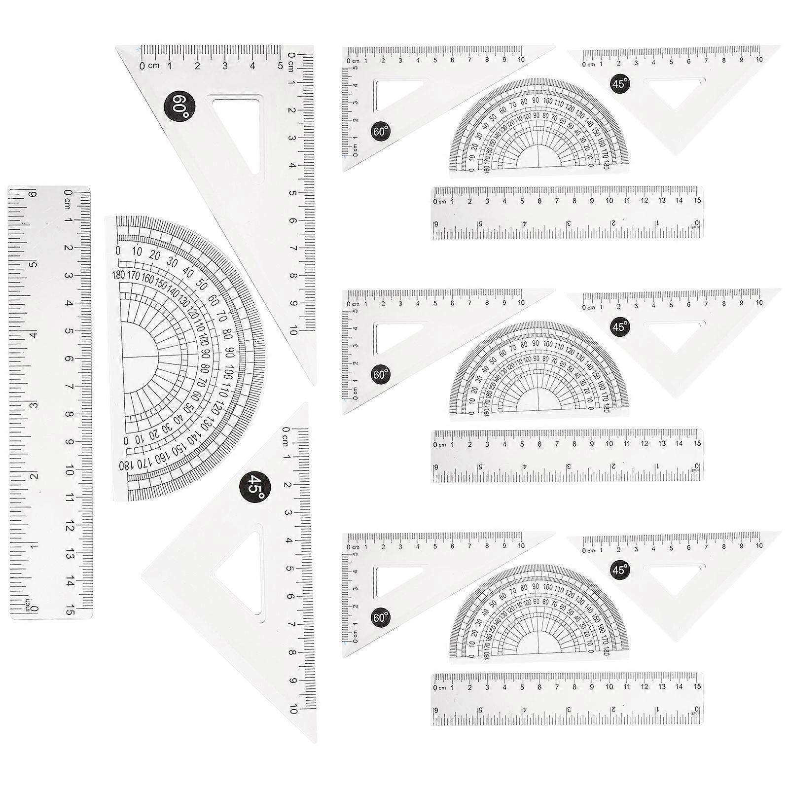 4 Sets of Drawing Ruler Tool plastic Scale Drawing Accessories Ruler Measuring Tools
