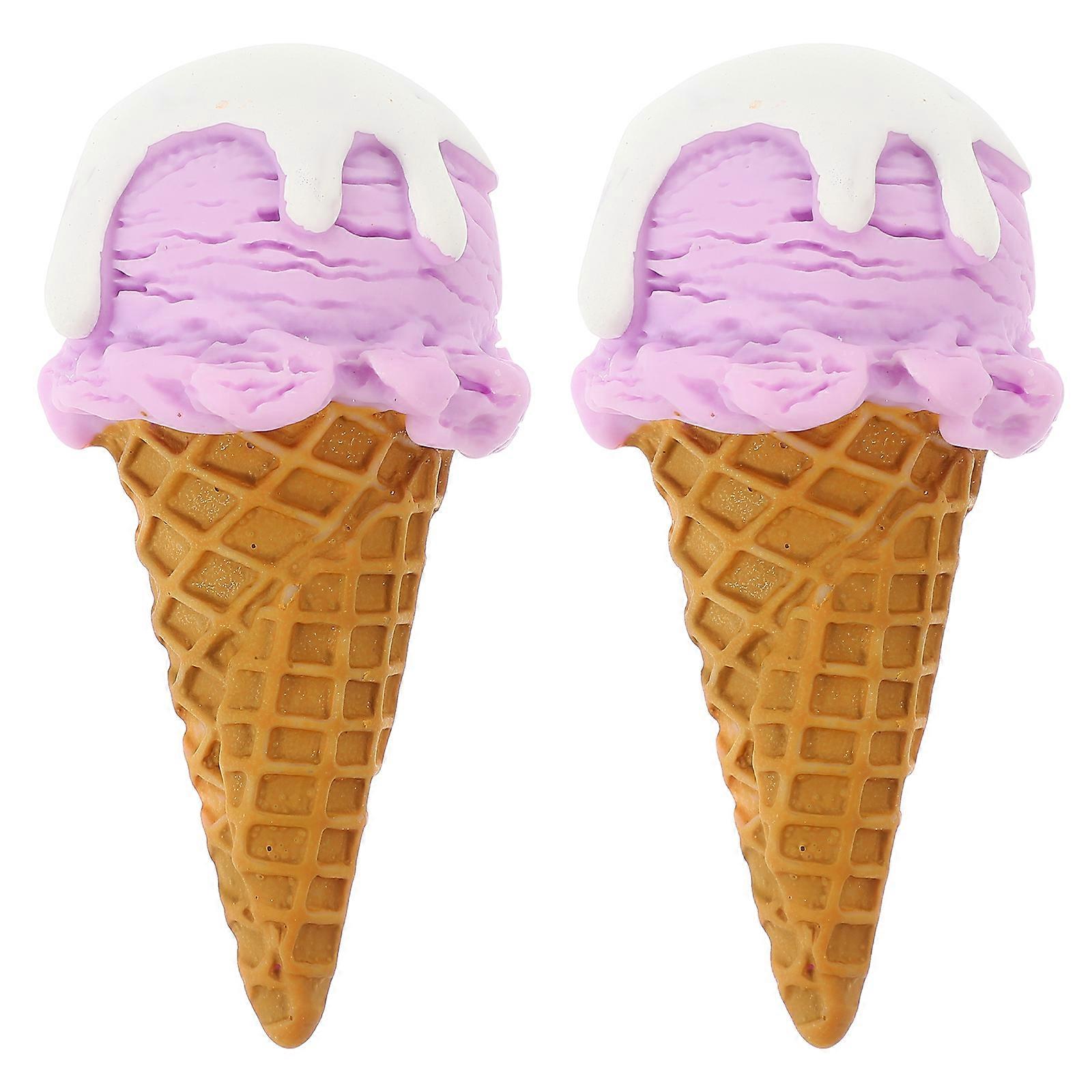 2Pcs Fake Ice Cream Cone Artificial Ice Cream Model Dessert Prop Shop Display Photo Prop