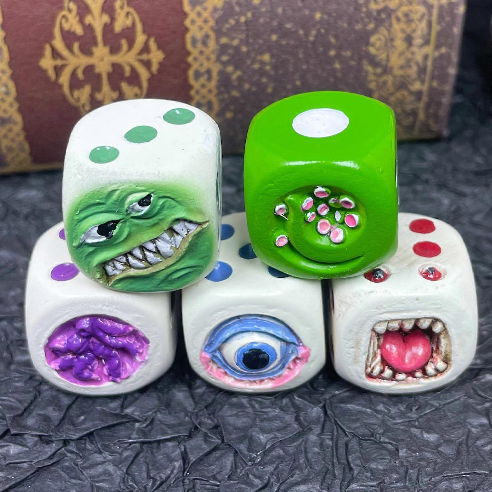 5Pcs Monster Dice, Funny Monster Face Dice,Monster Dice Set for Table Games,Role Playing Games,Unique Gift for Gaming Enthusiast (Color : Set a) -GSL