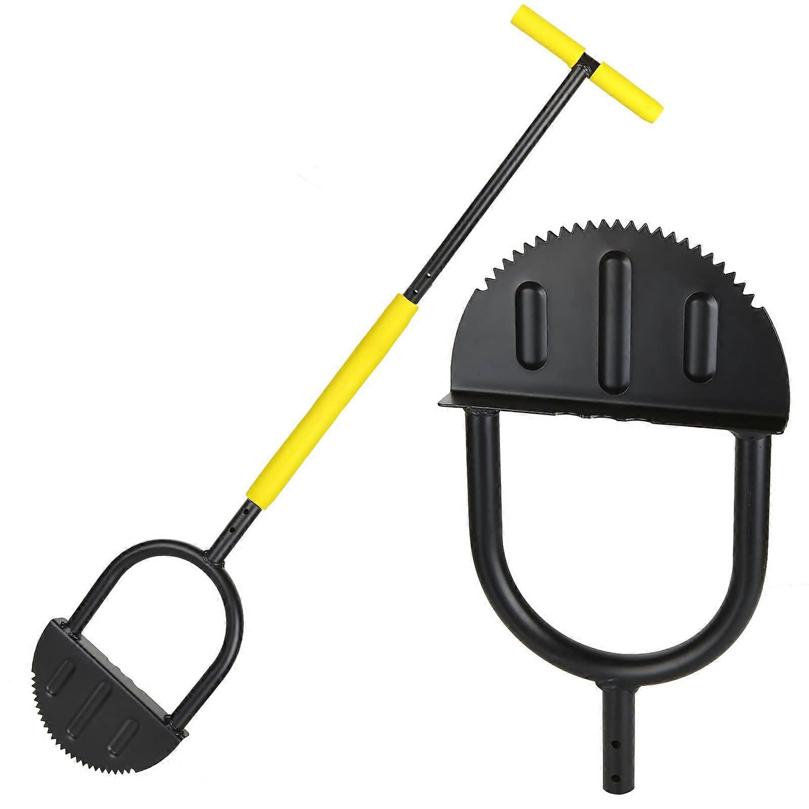 Outil de bordure de pelouse à dents de scie, coupe-bordure demi-lune à poignée en T, couteau à bordure à long manche pour bordure de pelouse - GSLA