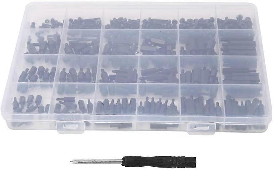 360Pcs M2 / M2.5 / M3 Noir Nylon Mle-Femelle Hex Standoff Entretoise Vis crou Assortiment Kit (Noir)