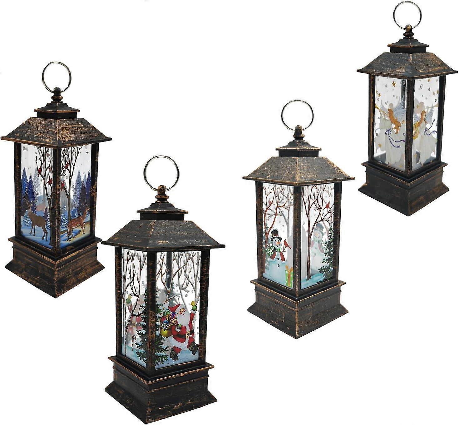 4 SZTUK Boże Narodzenie Świece Lampiony Xmas Tea Light Świece Lampa Święty Mikołaj Łoś Bałwan Anioł Wzór Na Choinkę Stół Dekoracja Biurka