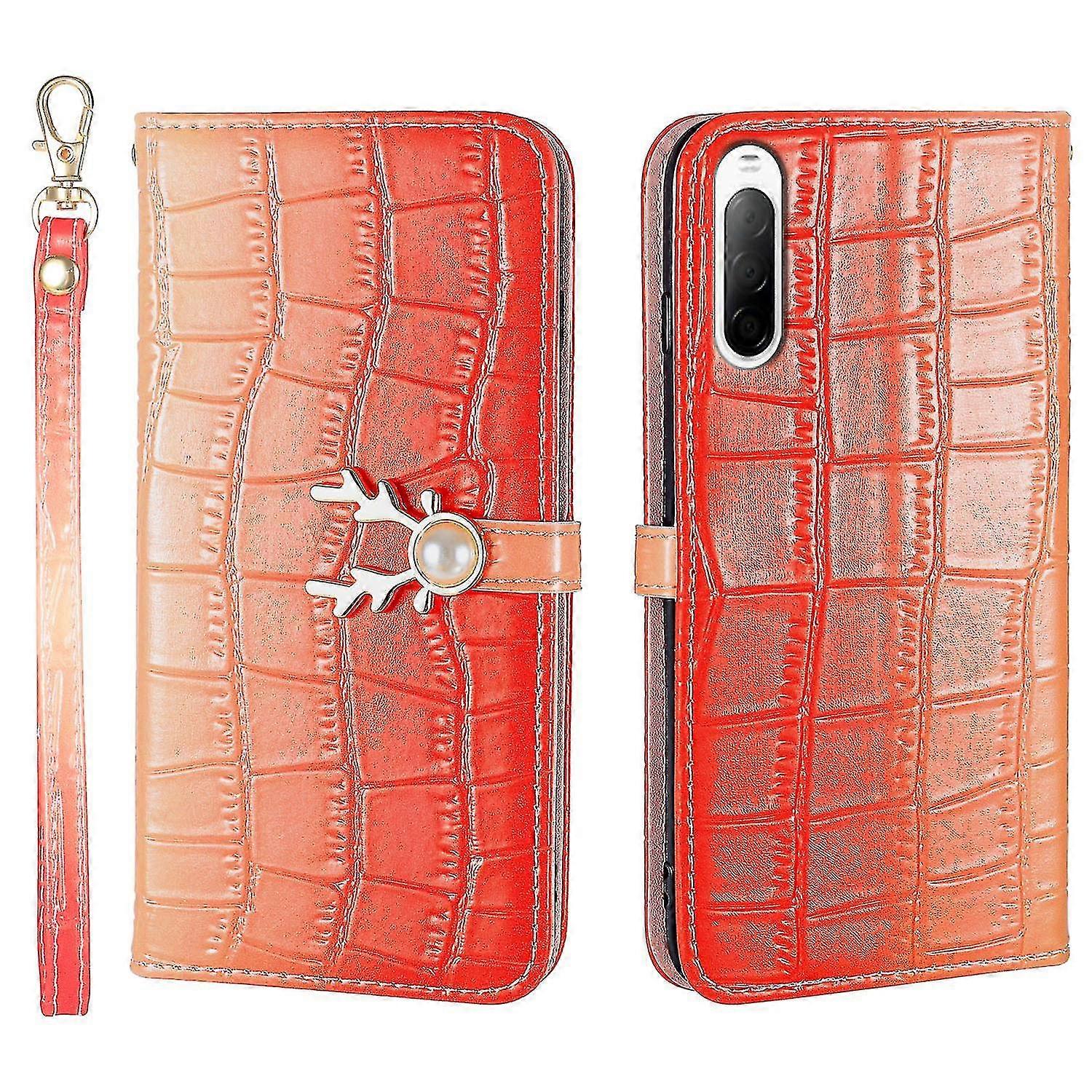 Elk Pattern Phone Case For Sony Xperoa 10 Iii With Card Holder, Lanyard, Pu Leather Material, Wallet Function, Corner Fall Protection